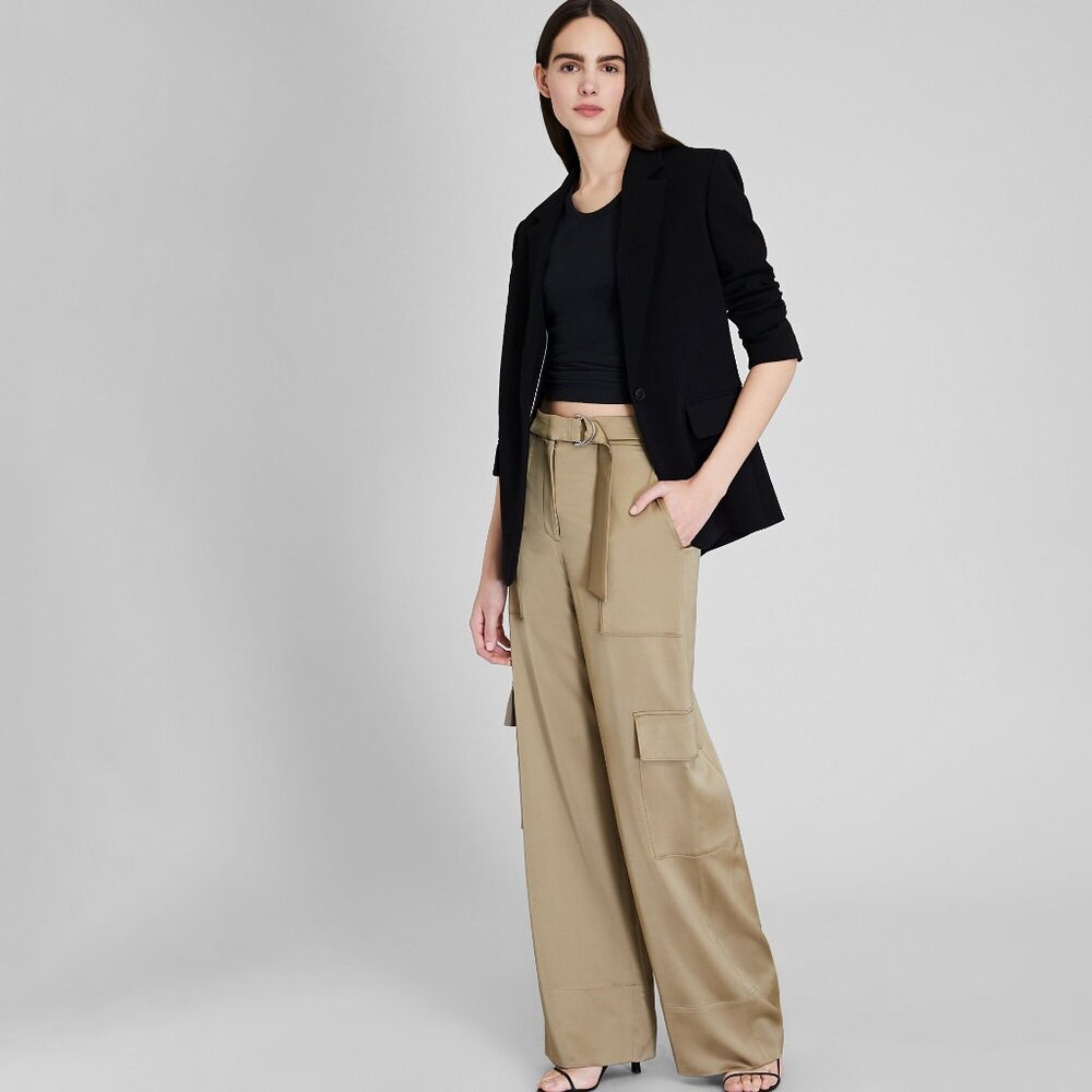Club Monaco Laurel Oak Satin Belted Cargo Pant Size 2 - Picture 3 of 15